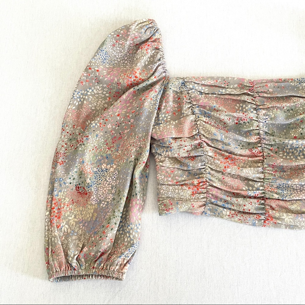 Aritzia Wilfred Lolita Cropped Puff Sleeves Floral Blouse, XS - Picture 4 of 11